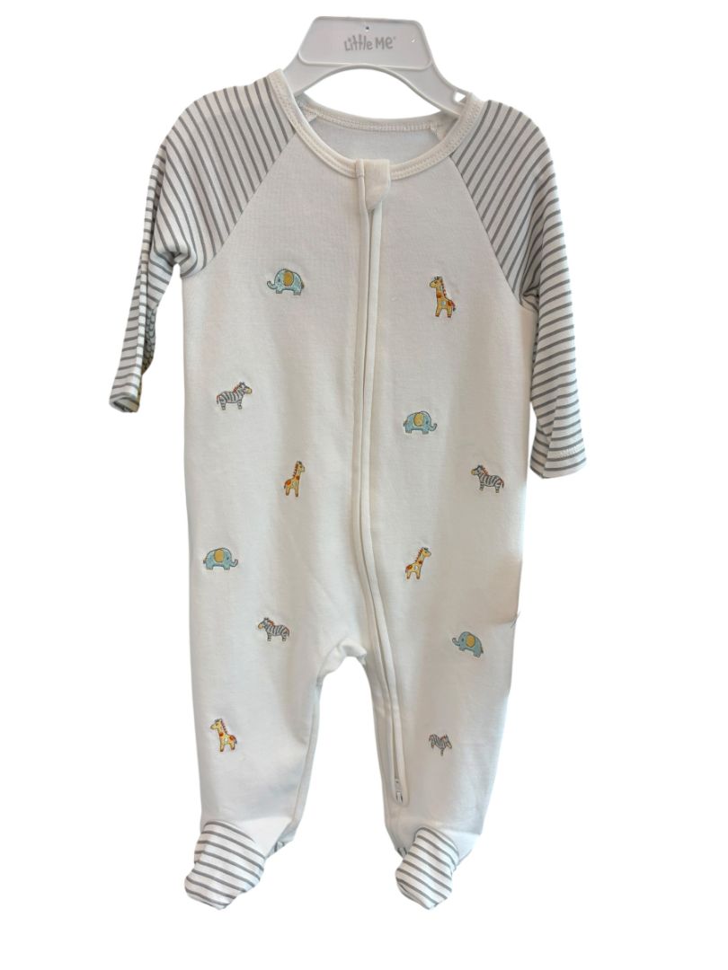 Cream/Gray Little Me Animal Zippy & Hat Set, 6M (Brand New with Tags)