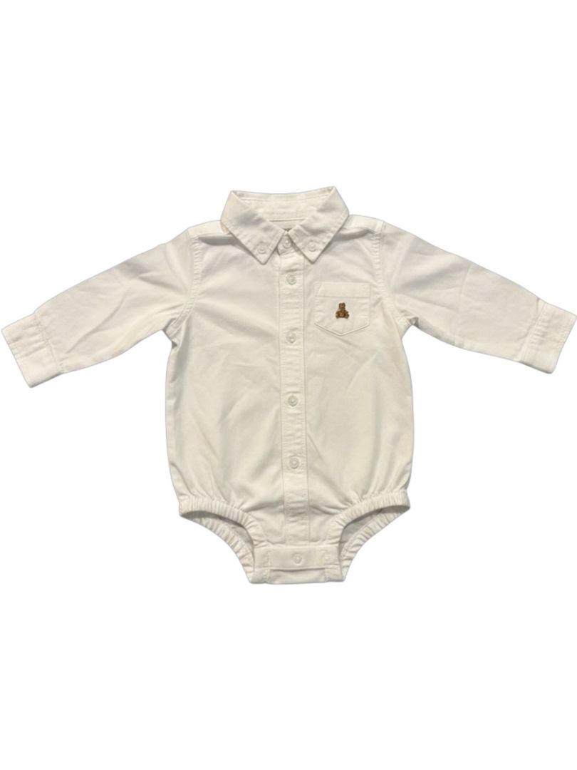 White Baby Gap Button Down Onesie, 6-12M (Brand New with Tags)