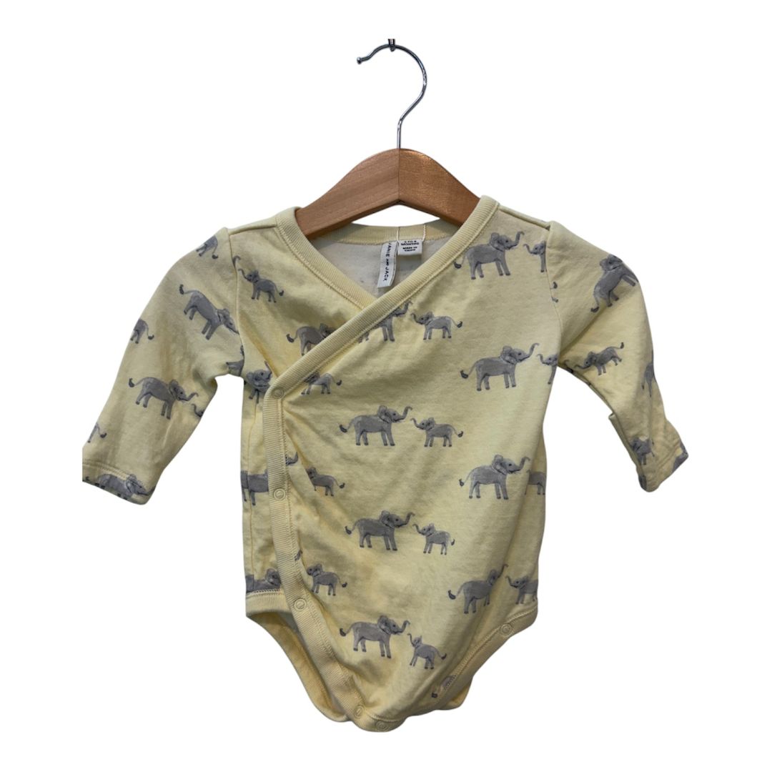 Yellow Janie and Jack Elephant Bodysuit and Pant Set, 3-6M