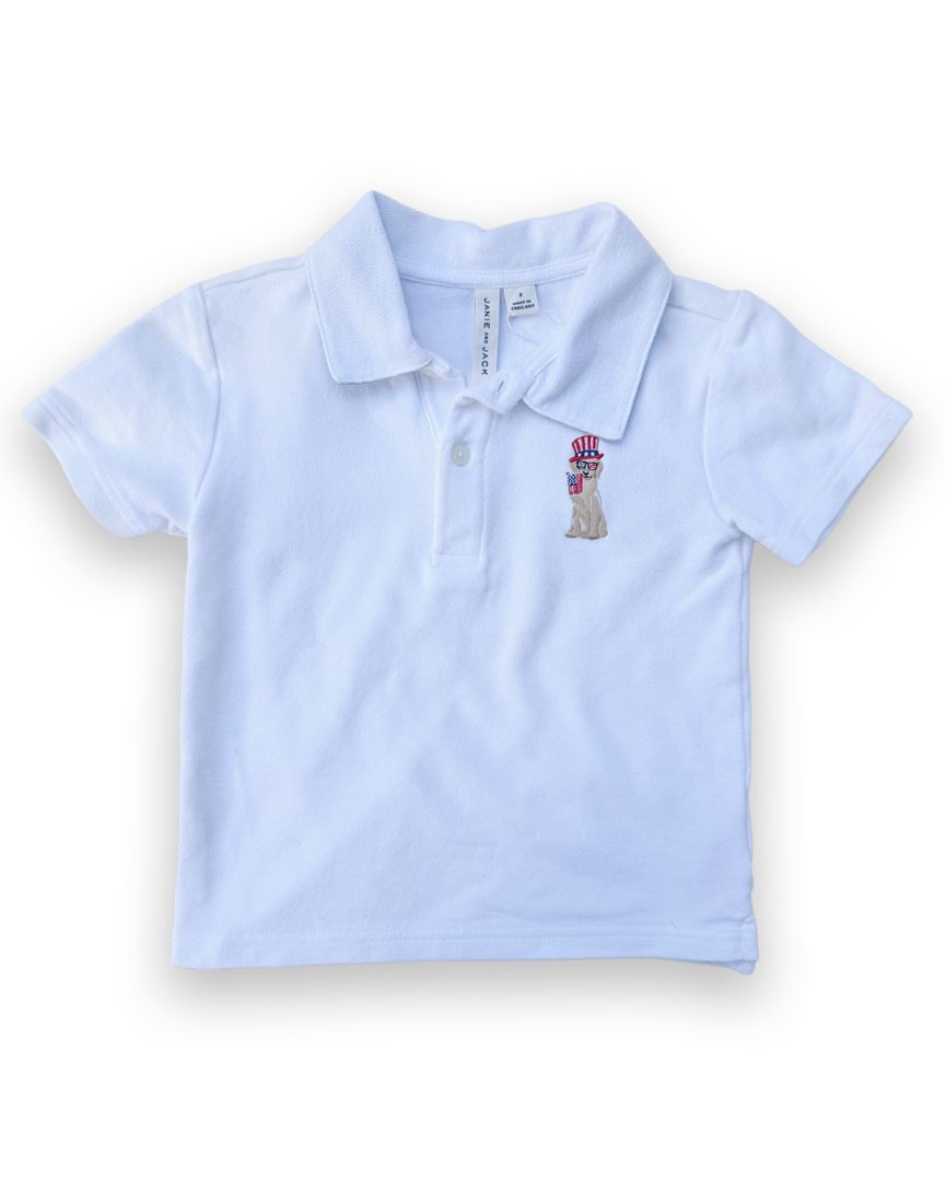 White Janie and Jack Dog USA Polo, 3T