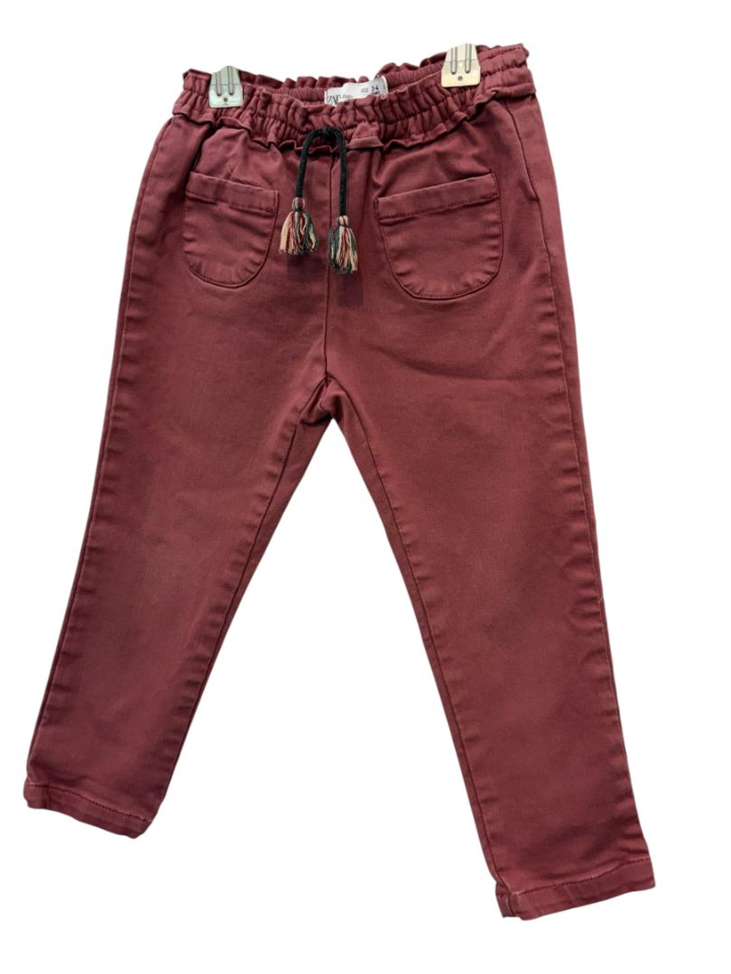 Maroon Zara Boyfriend Khakis – Size 3–4Y