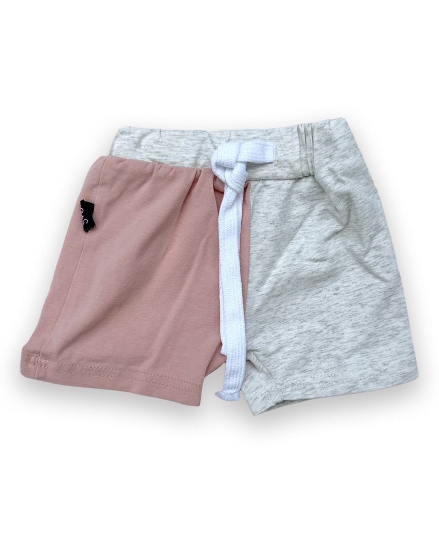 Gray/Pink Olive + Scout Colorblock Shorts, 6M