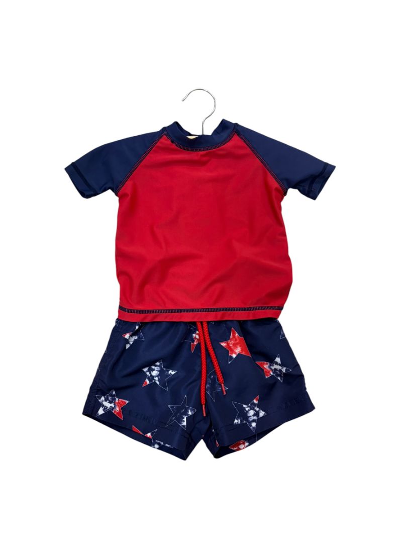 Red/Navy Tommy Bahama Star Rashguard Set with Stars, 12M