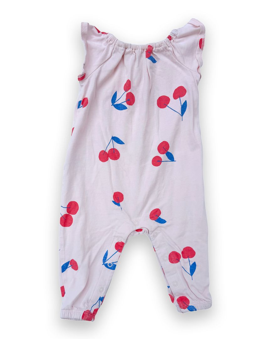 Pink Tea Collection Cherry Jumpsuit, 3-6M