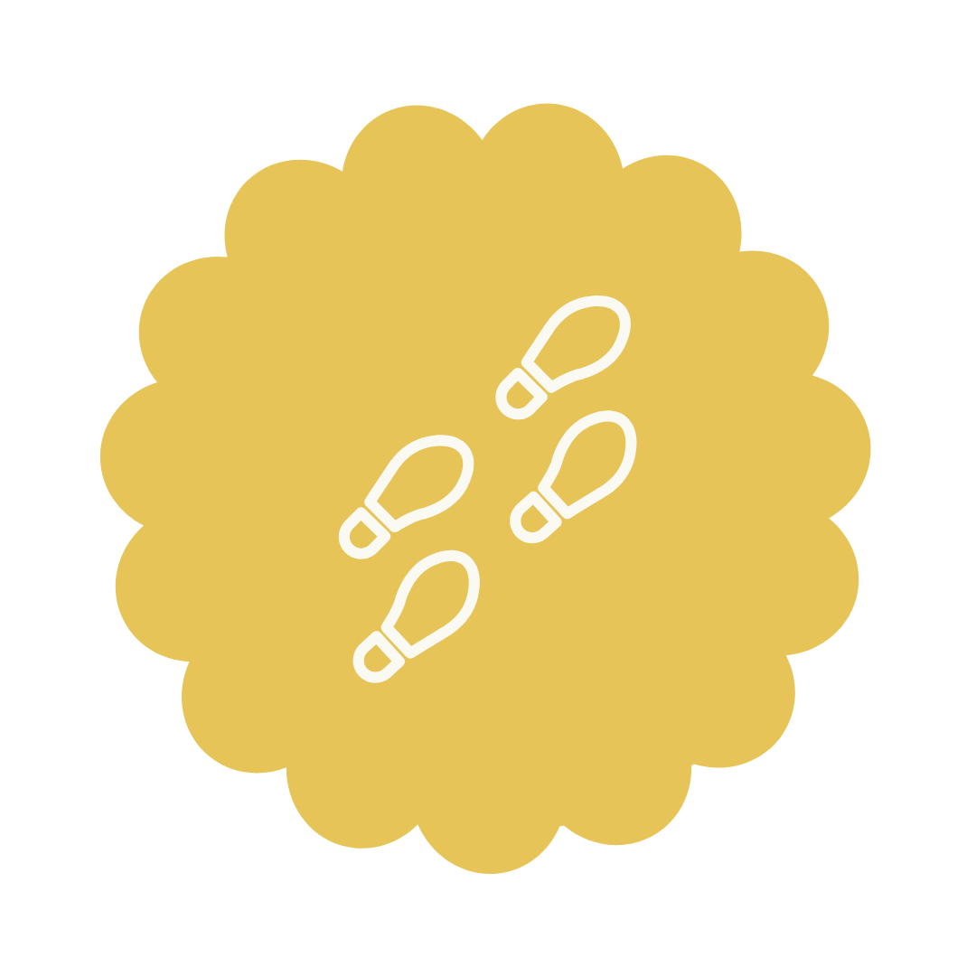 white foot print icon on a yellow background