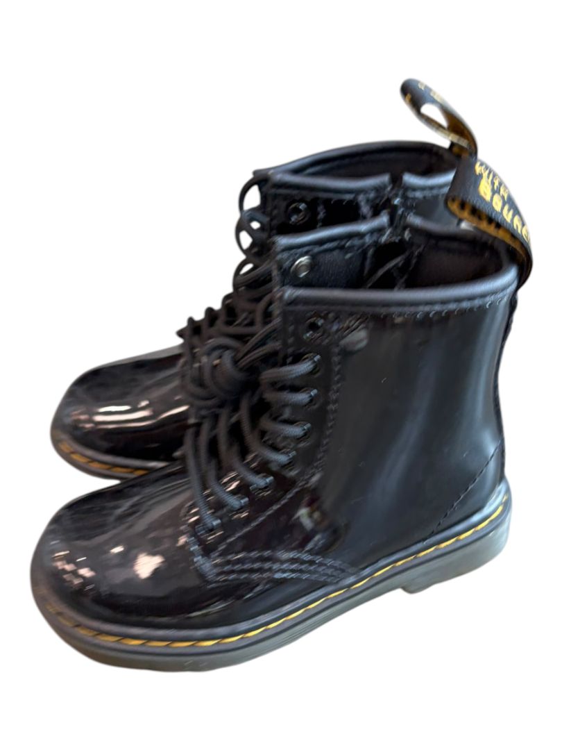 Black Dr. Martens Patent Boots, 8c