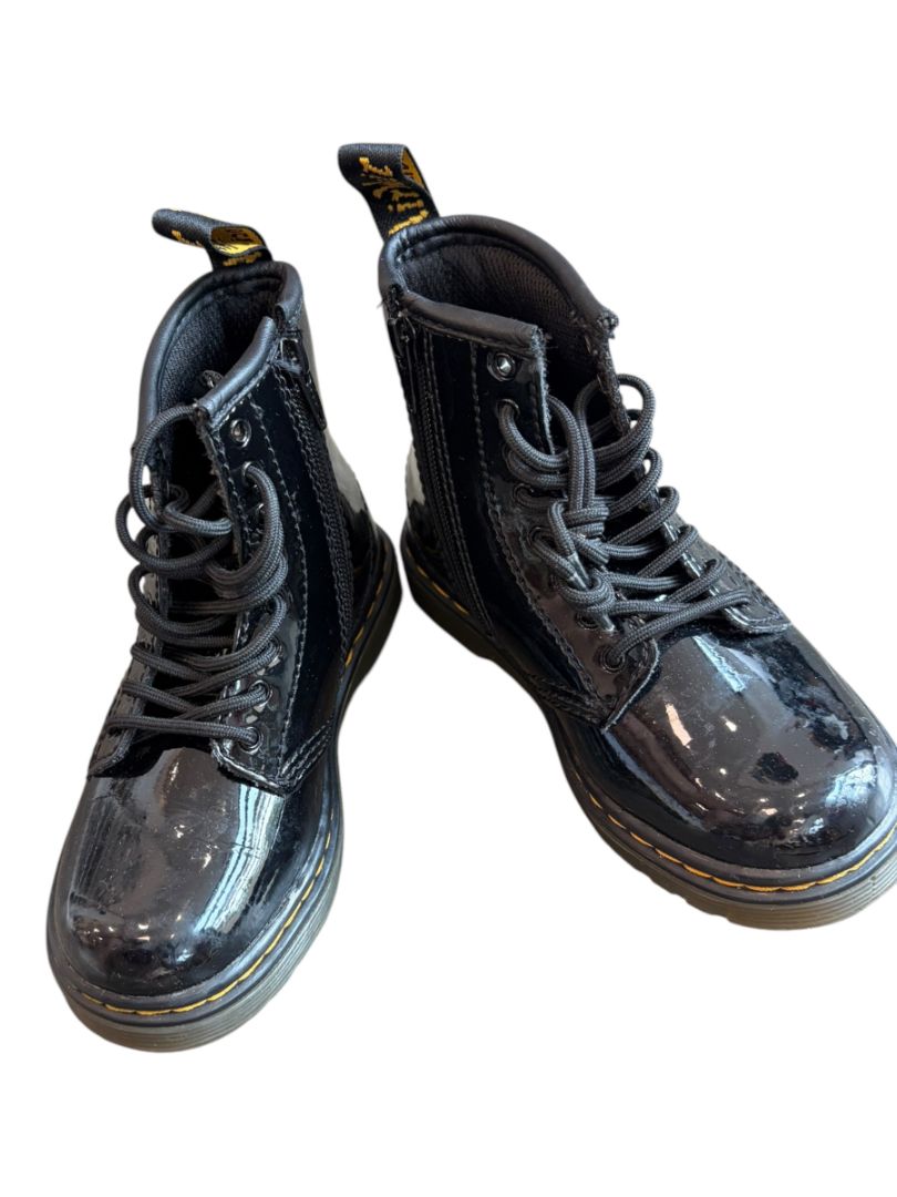 Black Dr. Martens Patent Boots, 8c