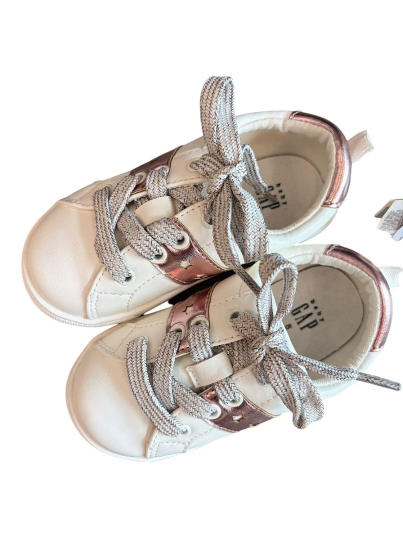 White/Rose Gold Baby Gap Sneakers, 8c (Brand New with Tags)