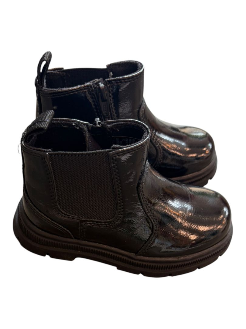Black Zara Patent Chelsea Boots, 6c