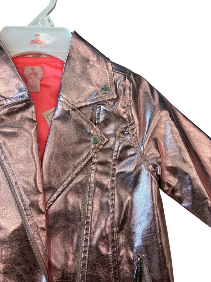 Pink Tutu Couture Metallic Leather Jacket, 6X (Brand New with Tags)