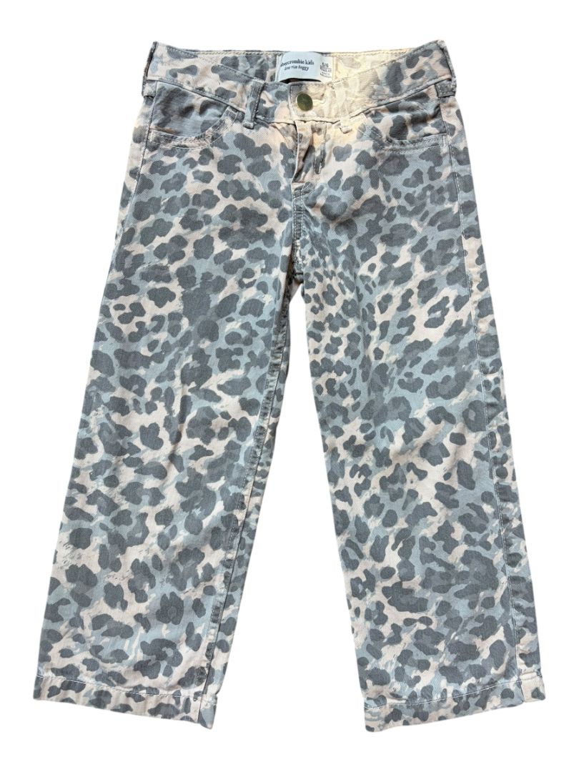 Gray Leopard Abercrombie Low Rise Baggy Jeans, 5-6T