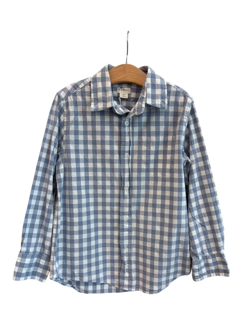 Light Blue/White Crewcuts Gingham Button Down, 6-7T