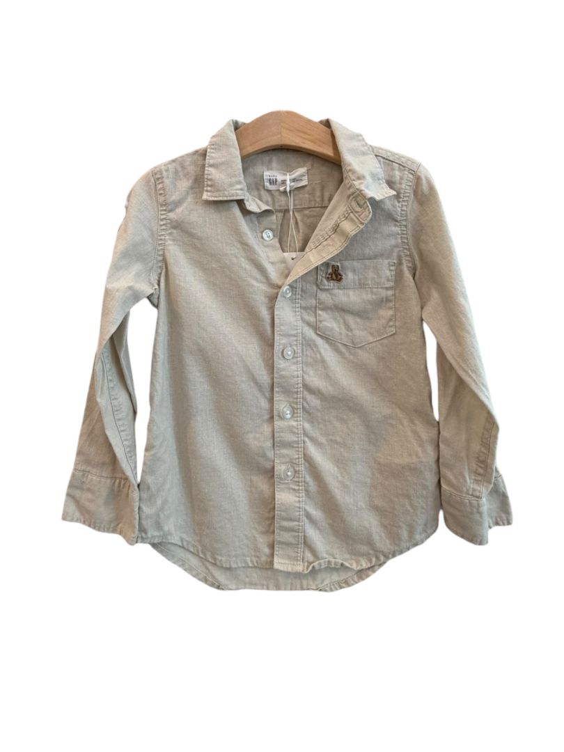 Tan Baby Gap Linen Button Down, 4T