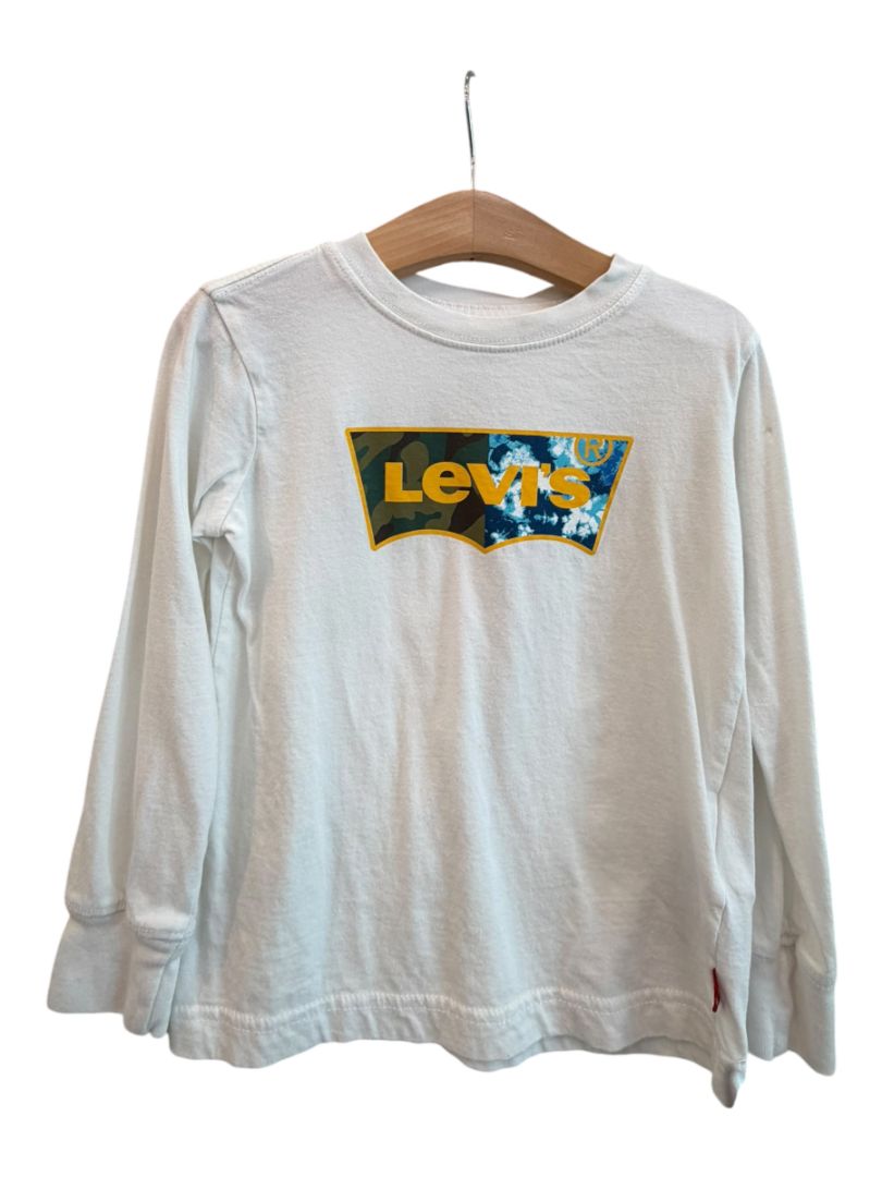 White Levi's Logo Long Sleeve, 4T