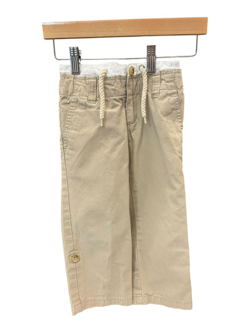 Beige Janie and Jack Drawstring Khakis, 3T