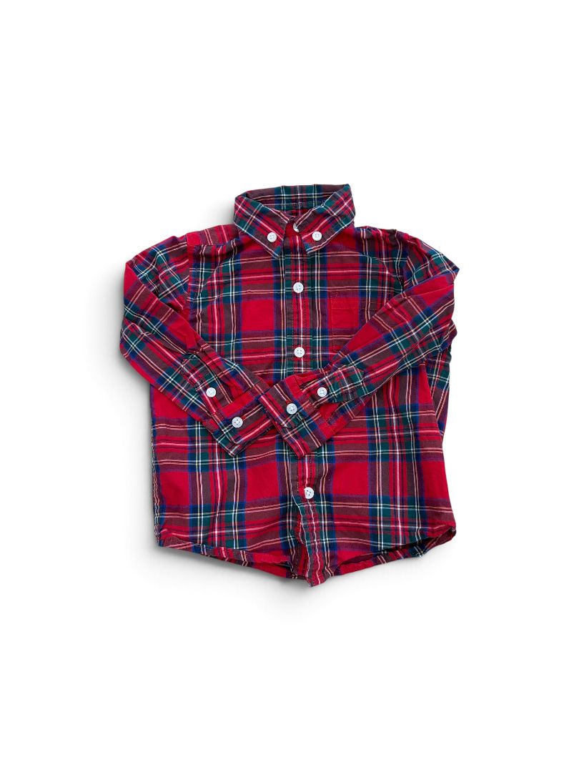 Red Janie and Jack Plaid Button Down, 18-24M