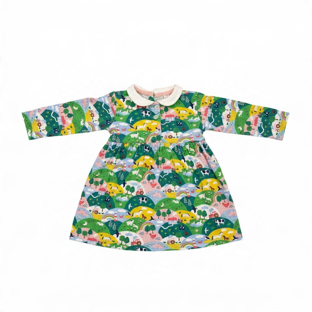 Green Baby Boden Farm Dress, 12-18M