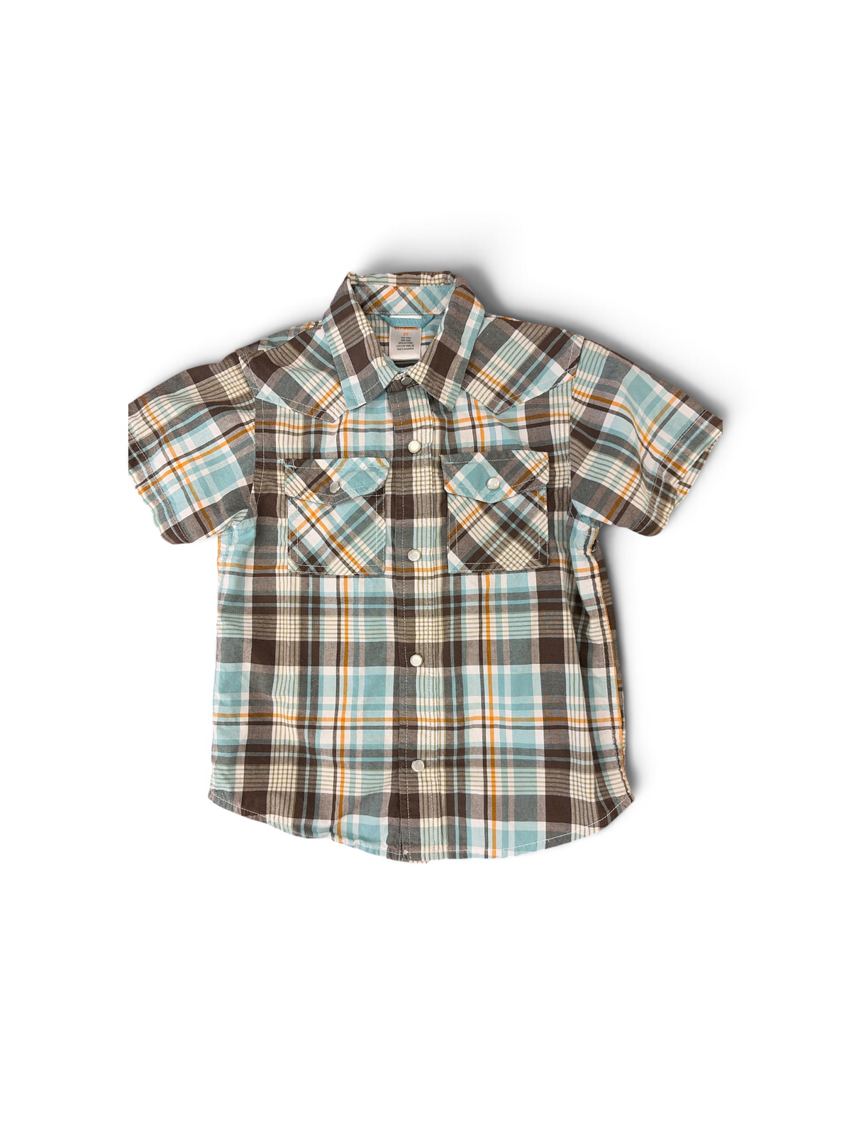 Green&Brown  Gymboree Plaid Button Shirt, 2T