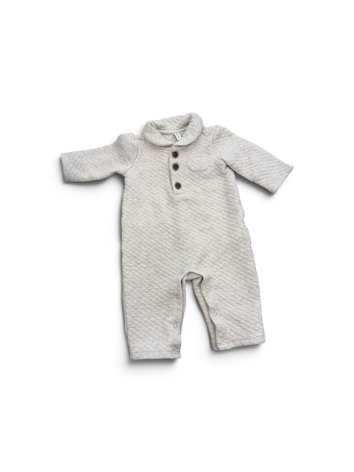 Beige Janie and Jack Quilted Jumpsuit, 3-6M