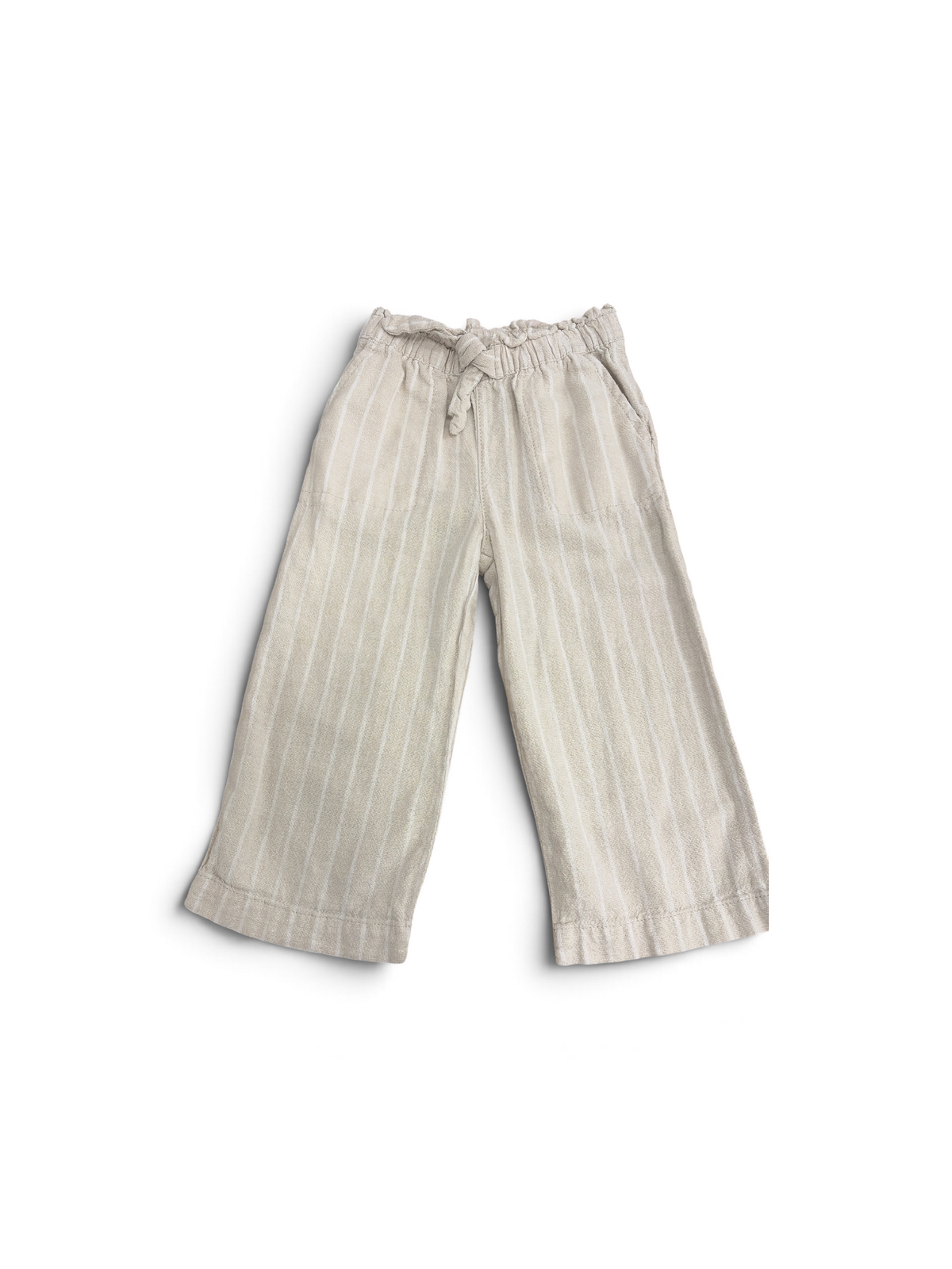 Beige/White Baby Gap Striped Linen Pants, 3T