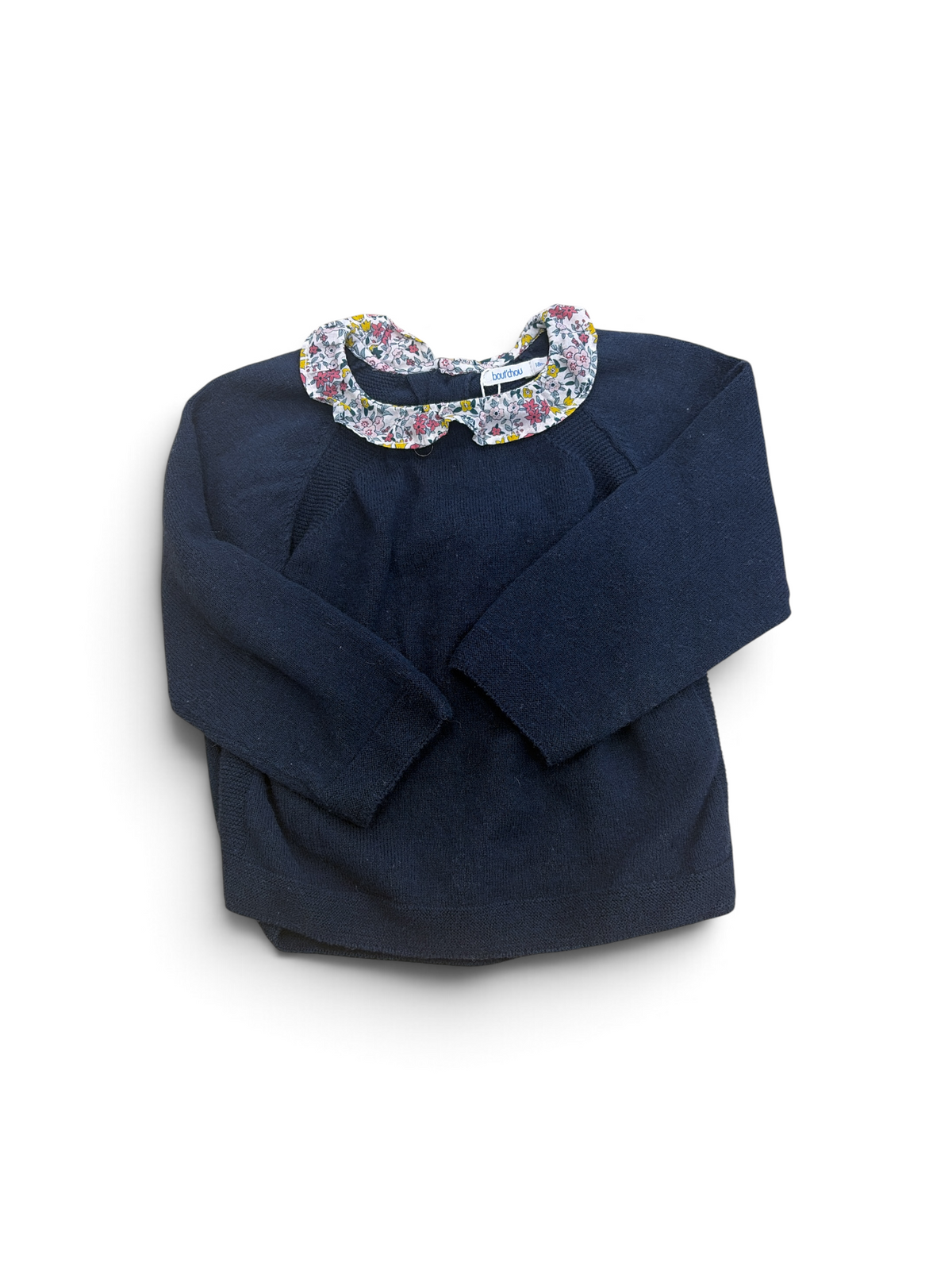 Navy bout'chou Ruffle Collar Sweater, 18M