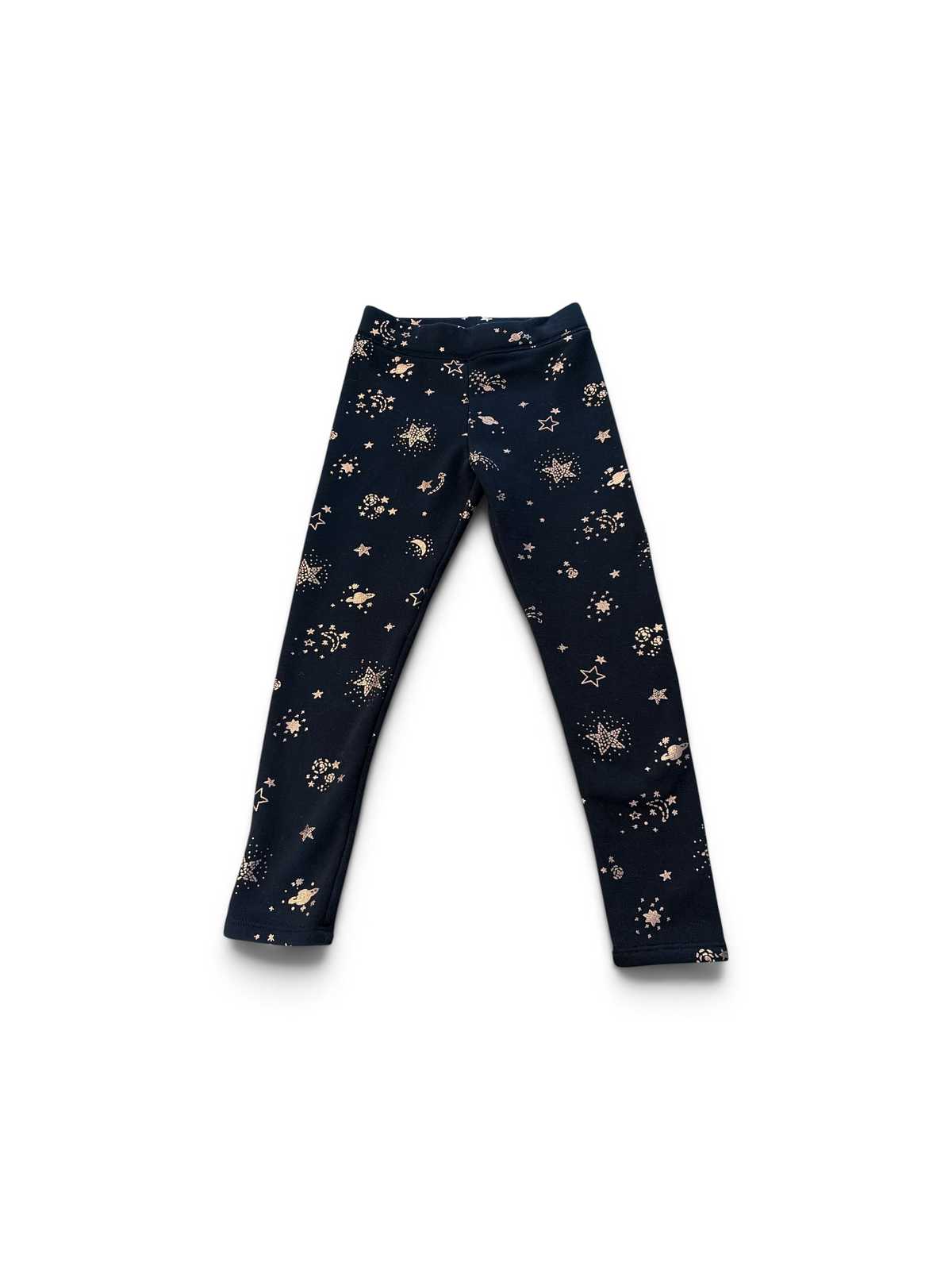 Black/Rose Gold Osh Kosh B'Gosh Fleece Space Leggings, 7T