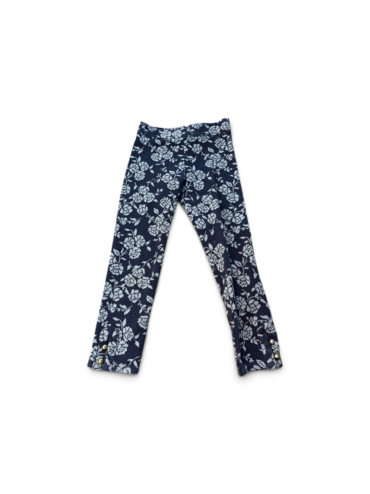 Blue Janie and Jack Floral Brocade Leggings, 6T