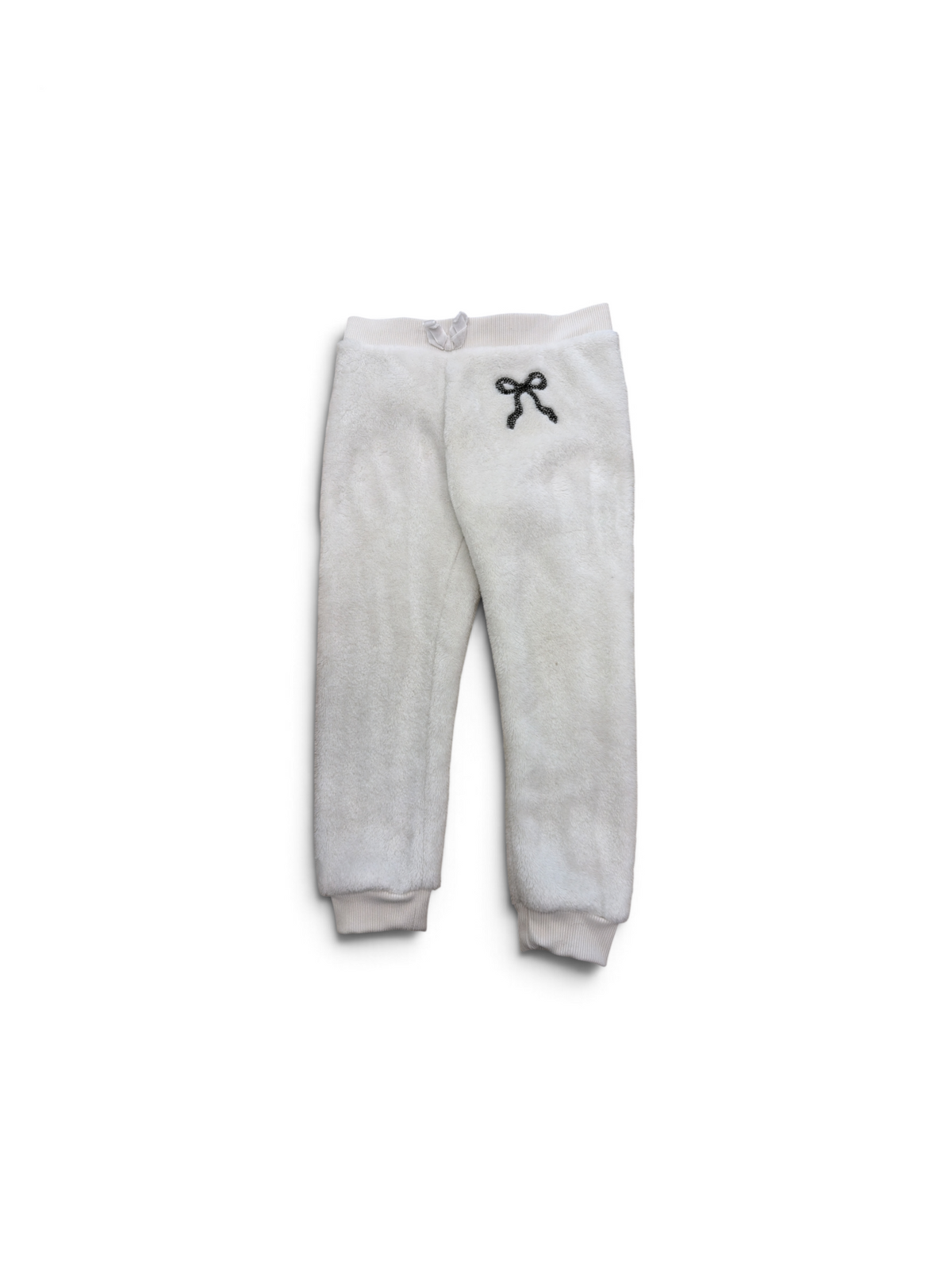 Ivory Derek Heart Furry Bow Pants, 2T