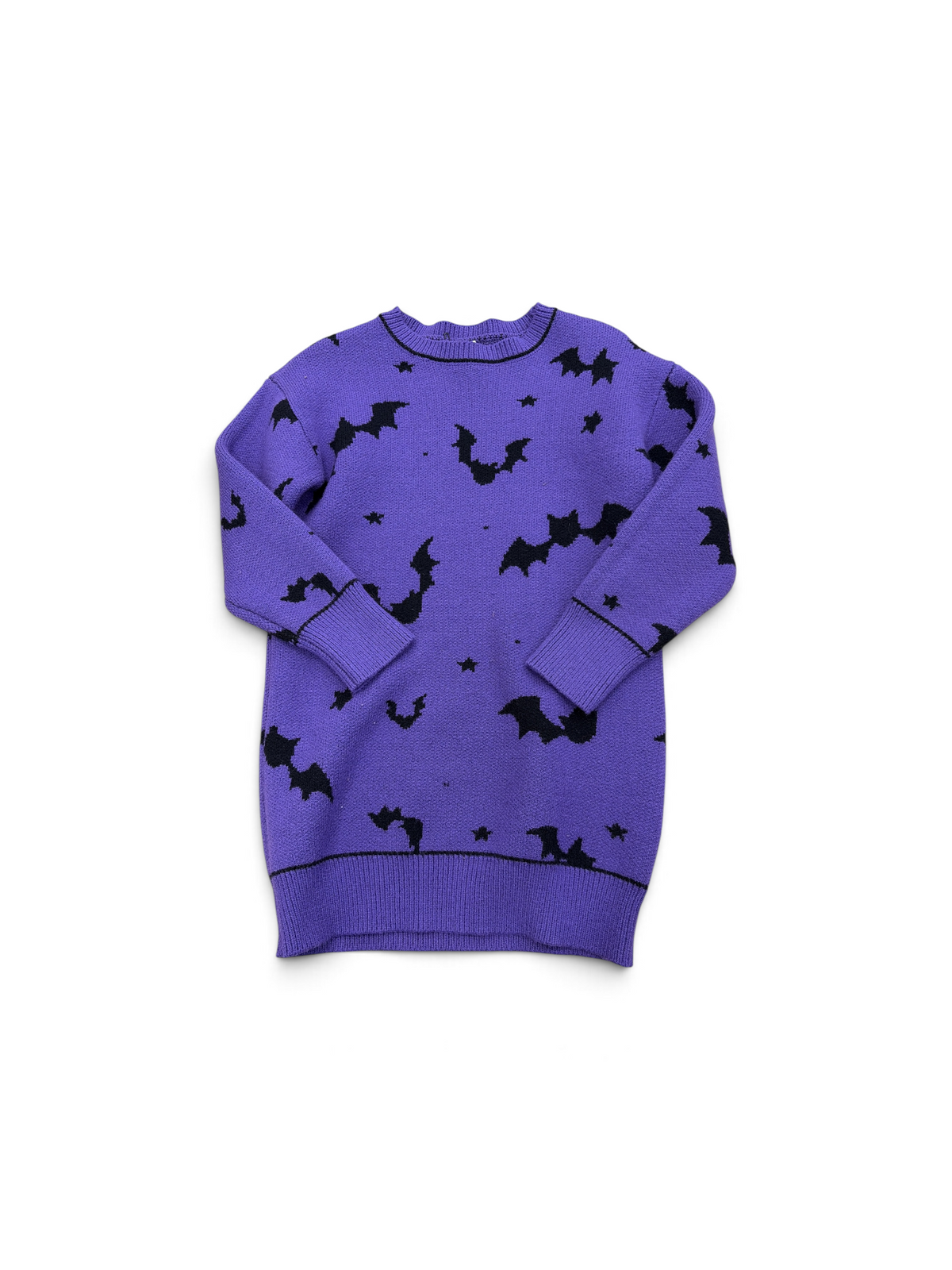 Purple Bat Sweater Dress, 8Y