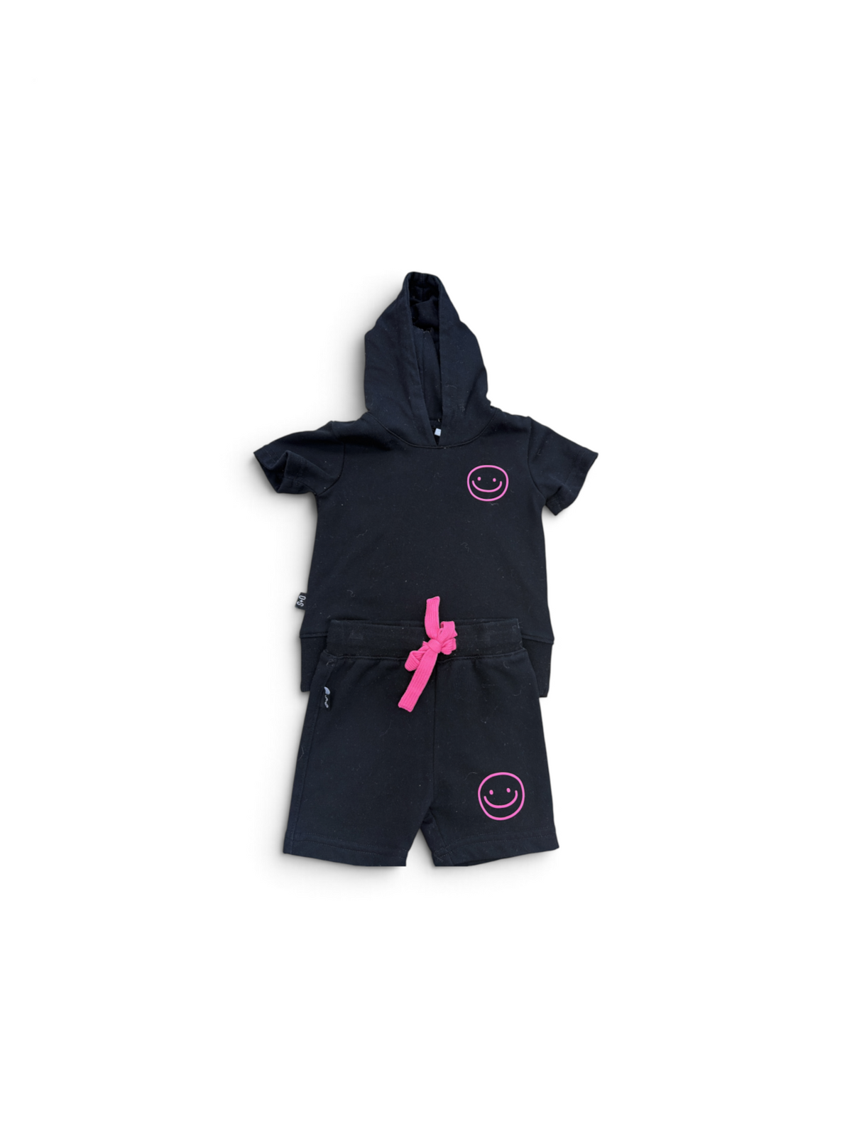 Black/Magenta Olive + Scout Smiley Hooded Sweat Set, 18M