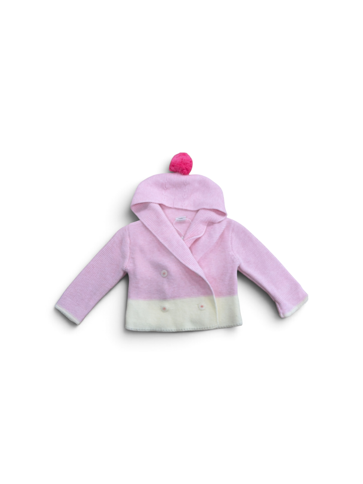 Pink/Cream EGG Baby Knit Cardigan, 12M