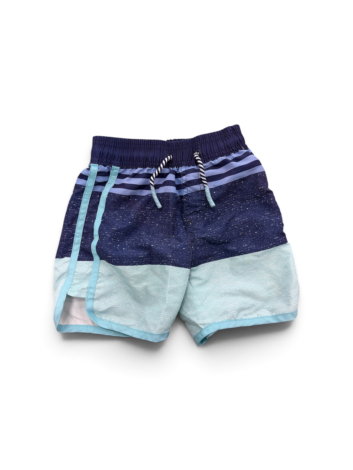 Blue Andy & Evan Striped Swim Trunks, 3T