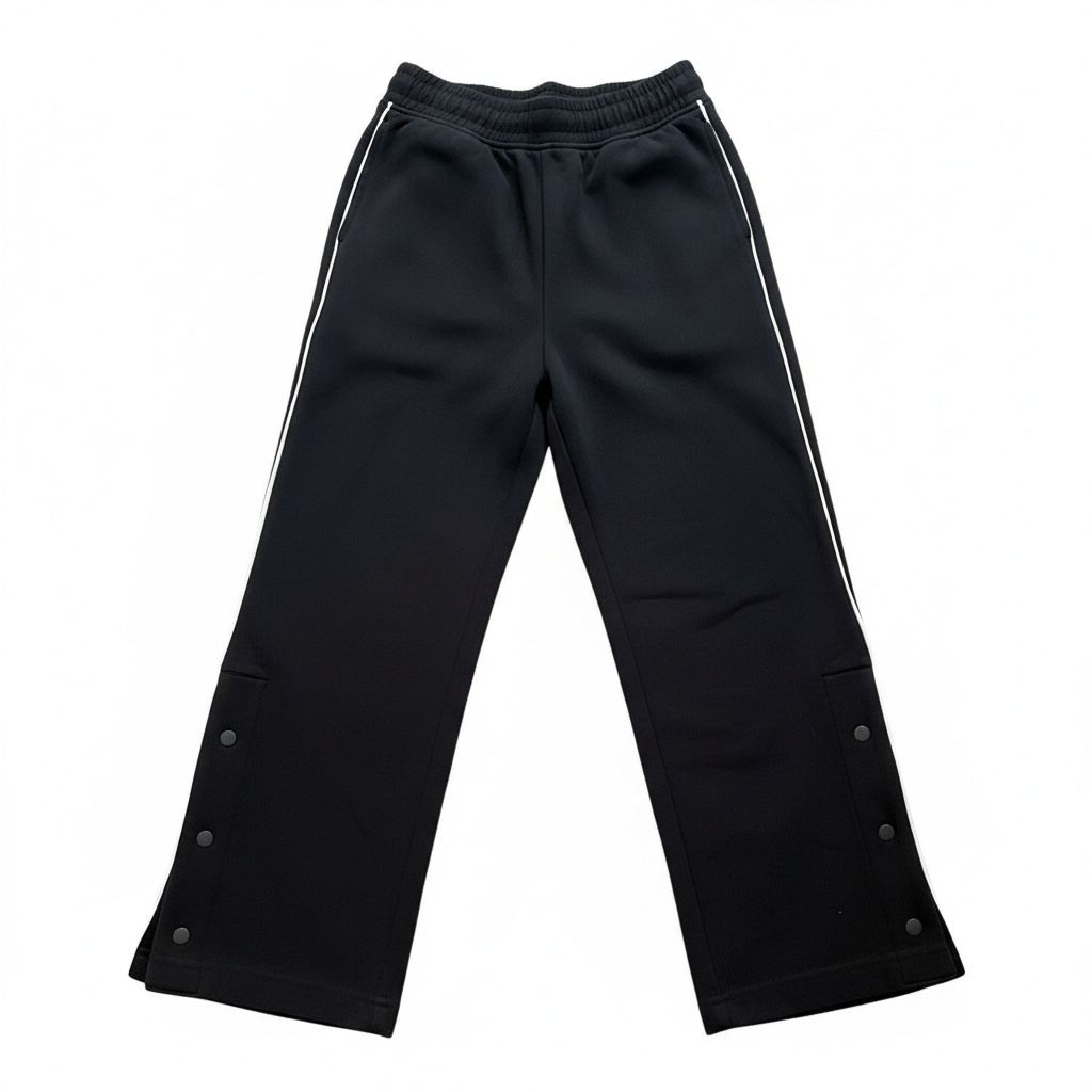 Black/White Never Not Hustling Striped Side Pants with Snaps, 6-7T