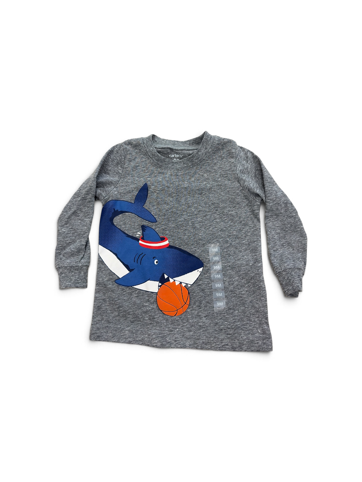 Gray Carter's Shark Long Sleeve , 9M (Brand New with Tags)