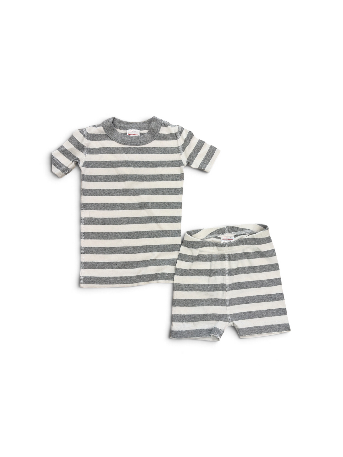 Gray/White Hanna Andersson Striped Short PJ Set, 3T