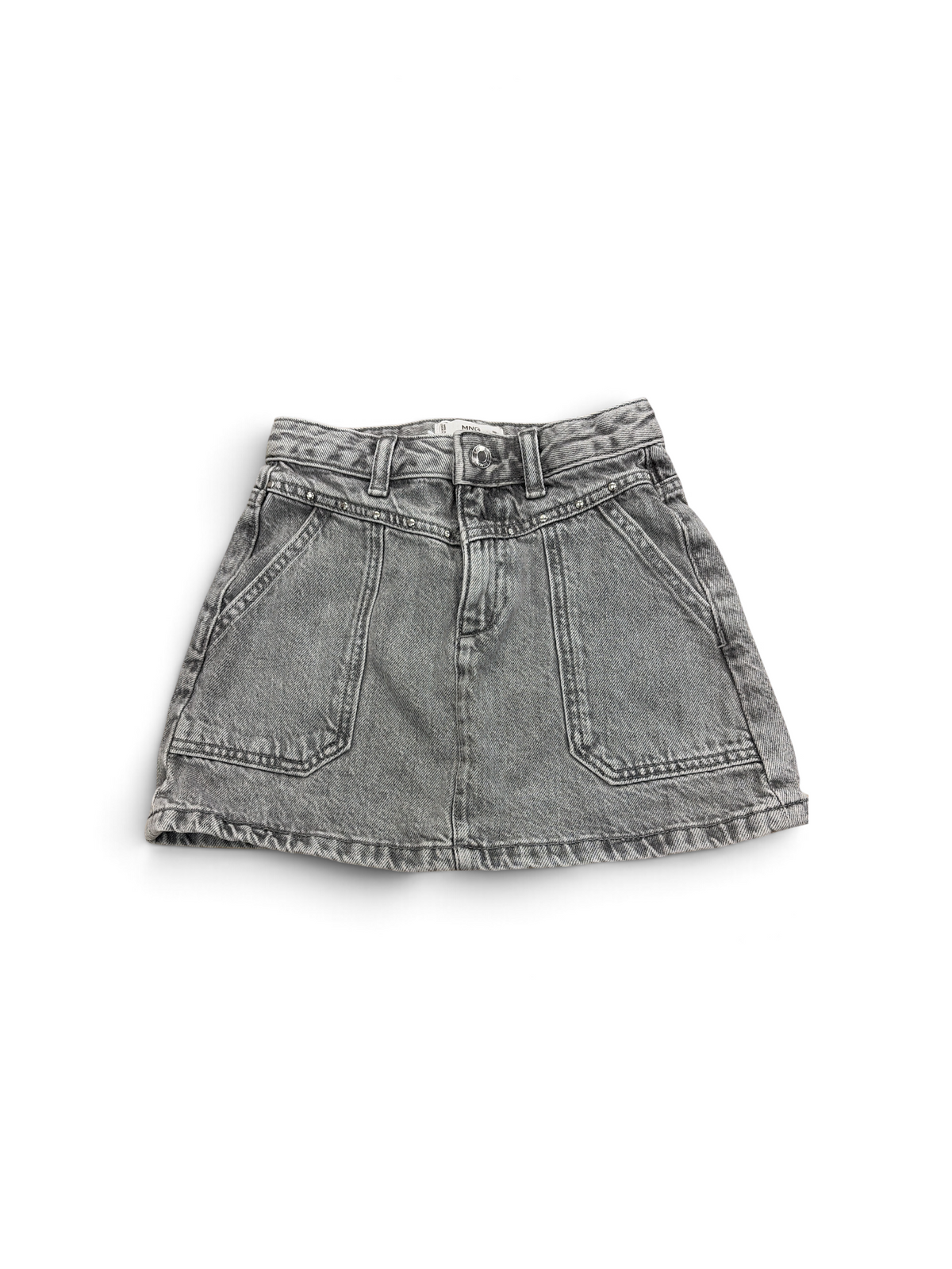 Gray MNG Stud Denim Skirt , 9Y
