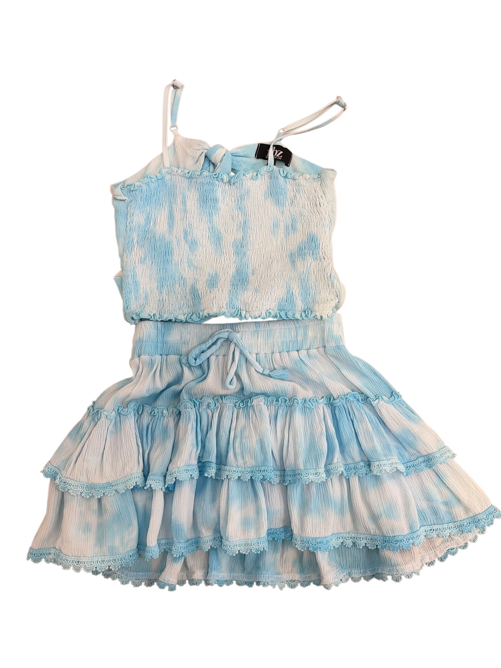 Blue/White Flowers by Zoe Tie Dyed Set, 6T
