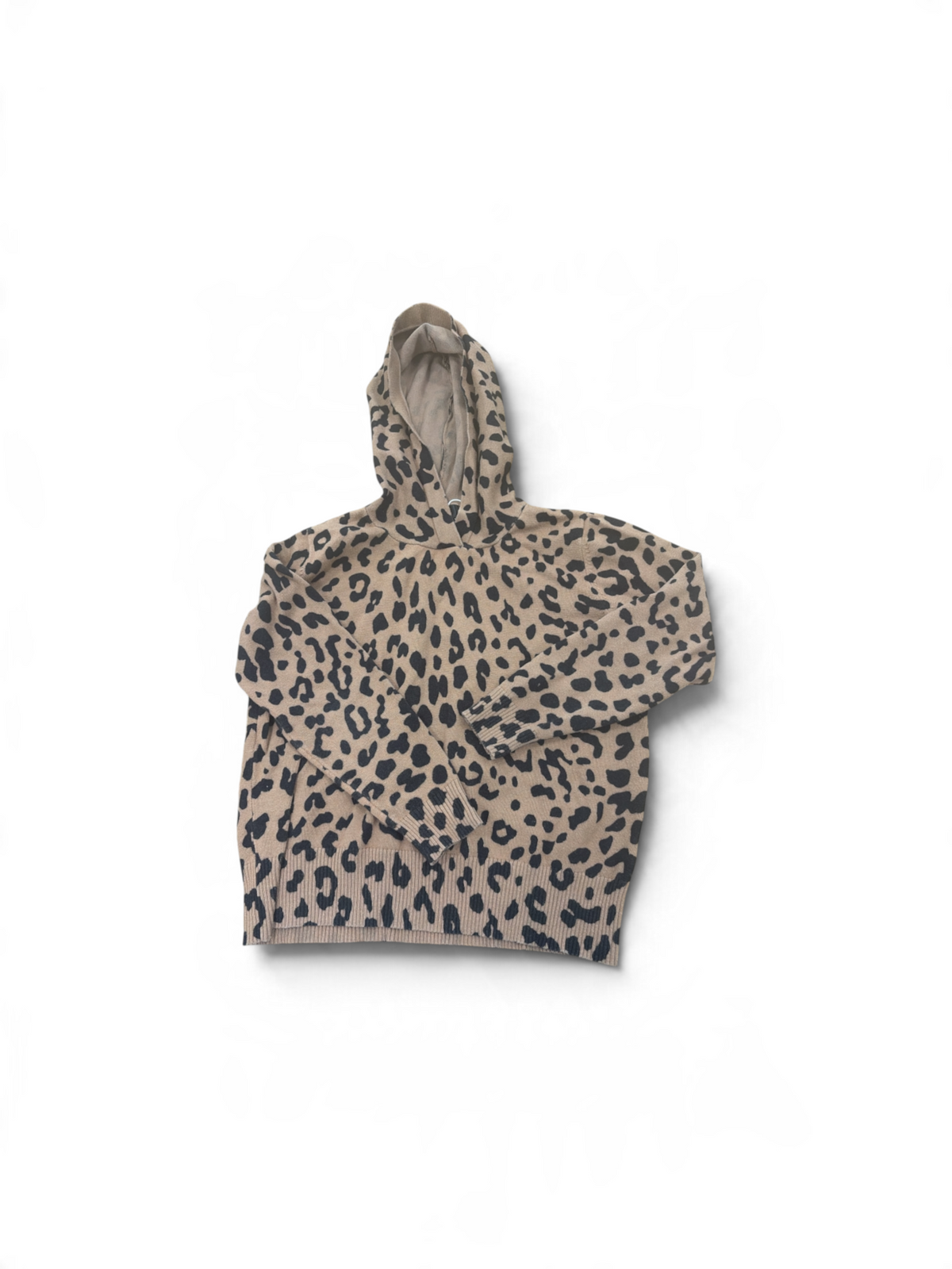 Brown AQUA Girls Leopard Hooded Sweater, 10-14