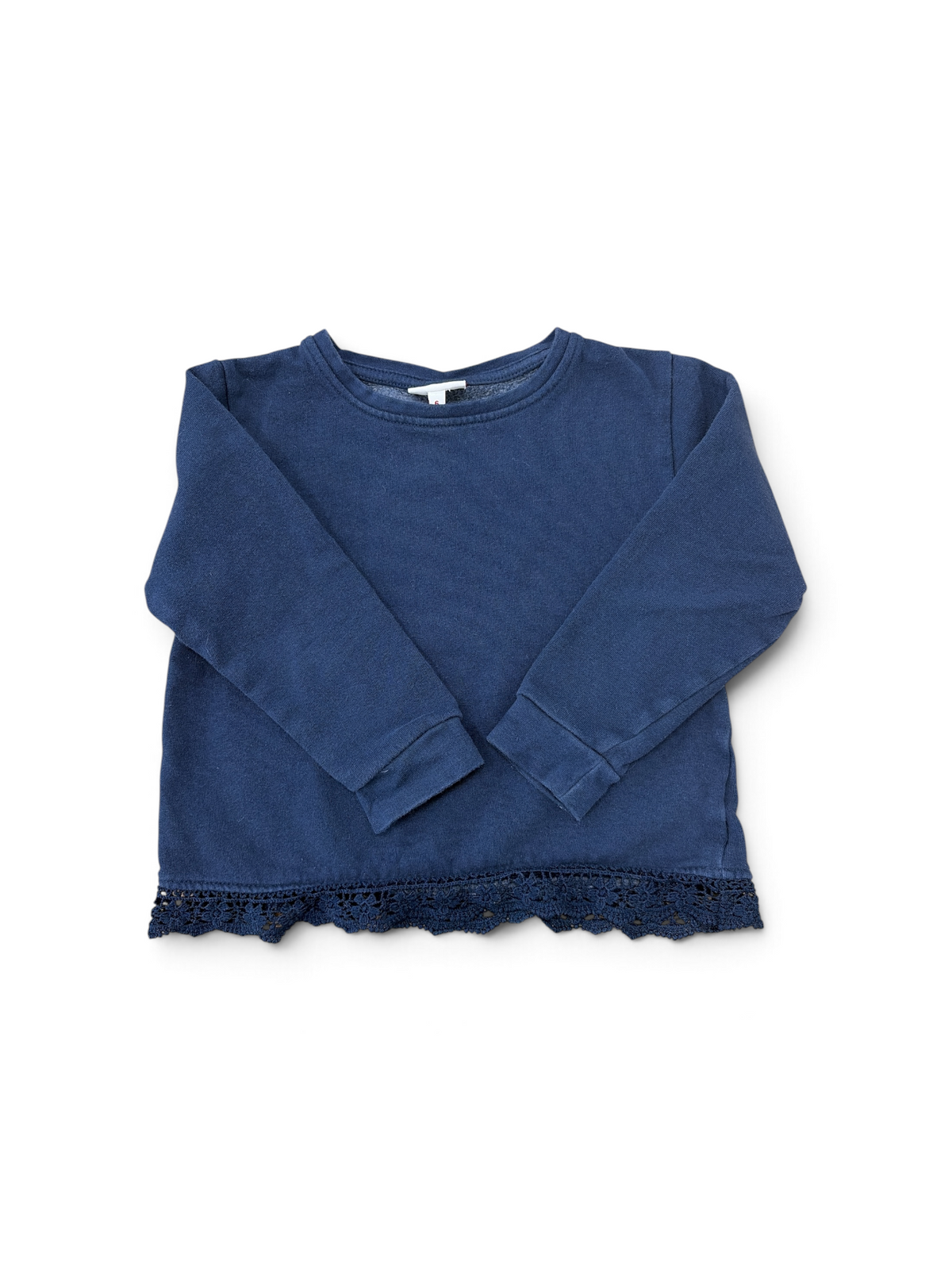 Navy Essentiel Crochet Ruffle Long Sleeve, 6T