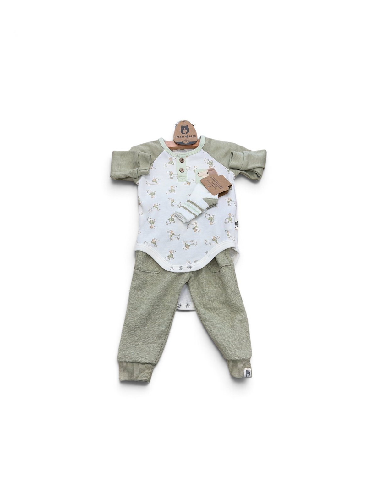 Green Rabbit Bear 3-Piece Set, 6-9M (Brand New with Tags)