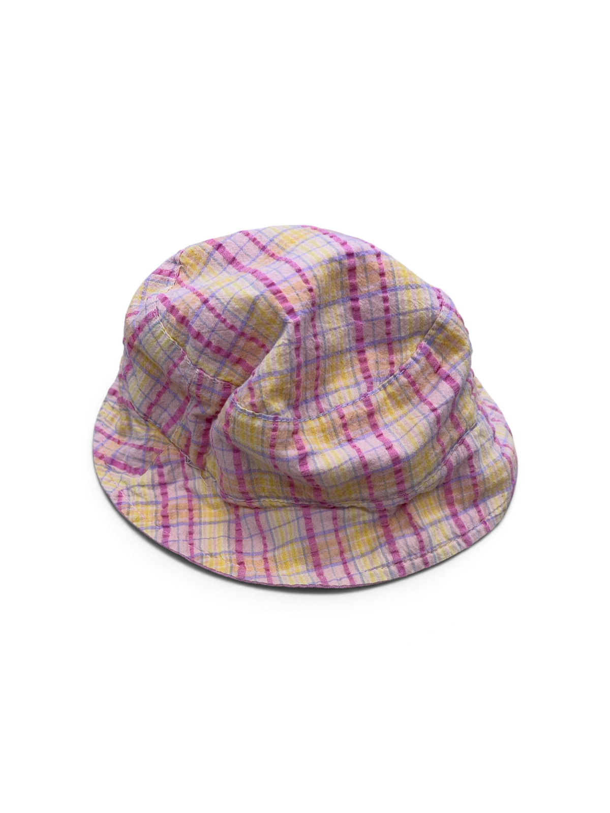 Pink/Yellow  Plaid Bucket Hat, OS