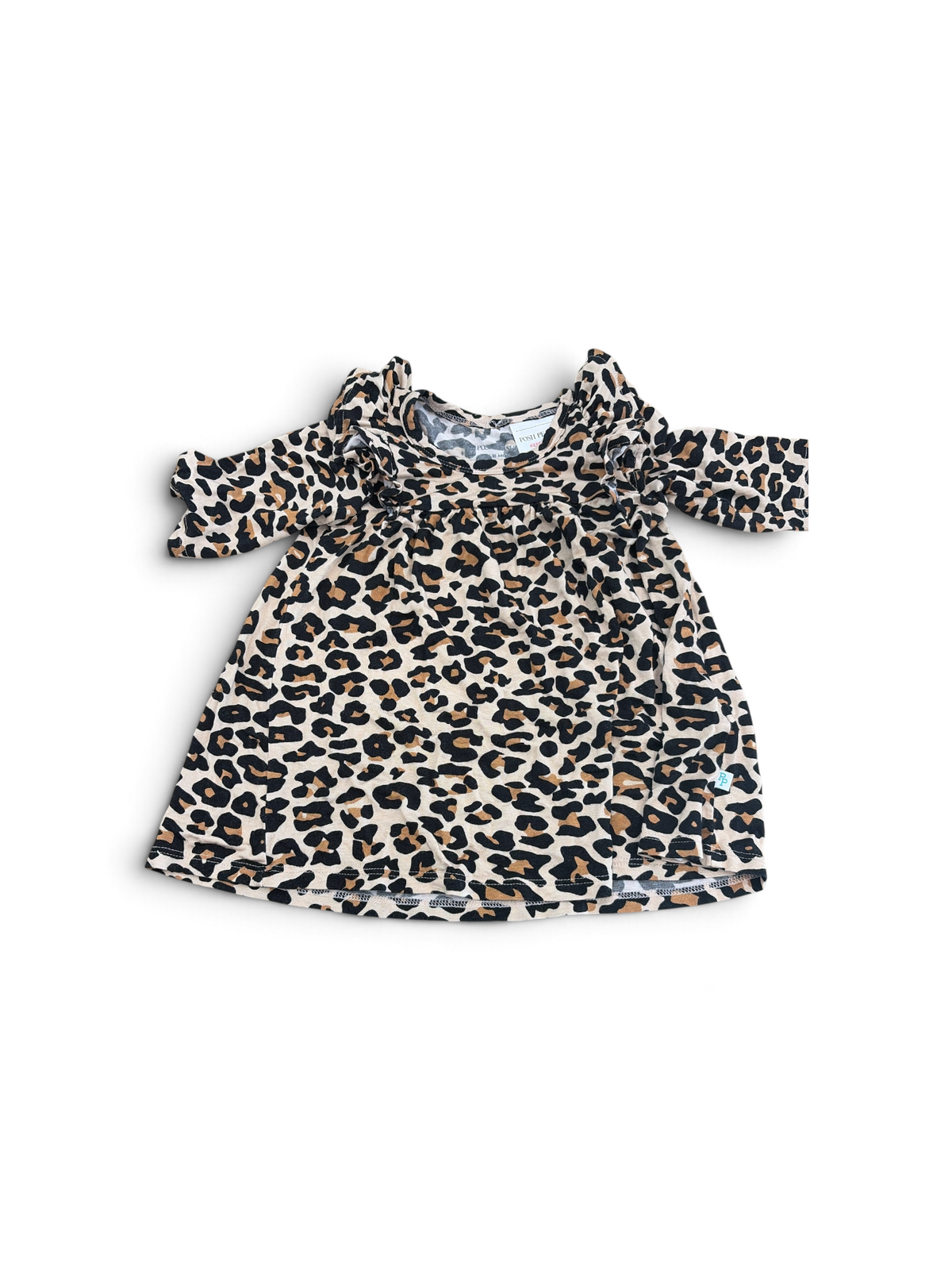 Leopard Posh Peanut Ruffle Long Sleeve Shirt/Dress, 18M
