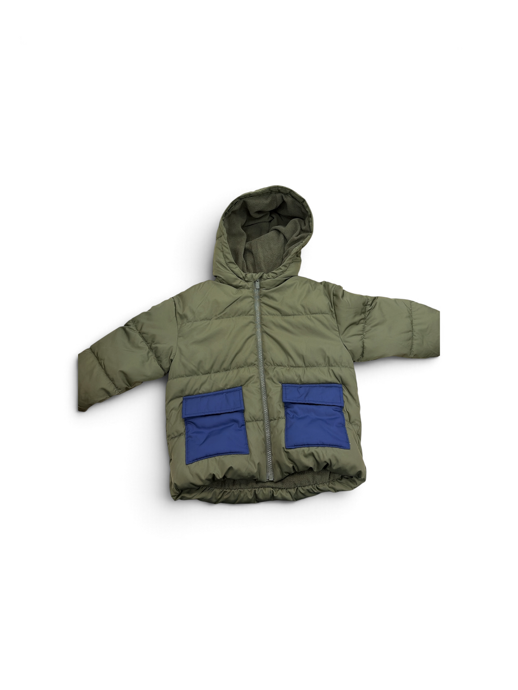 Olive/Navy Old Navy Dino Fleece-Lined Puffer, 4T