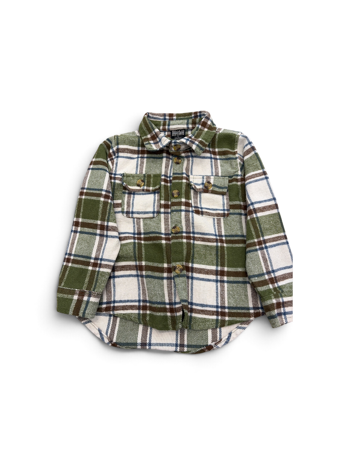 Green/White/Brown Quad Seven Flannel, 7T