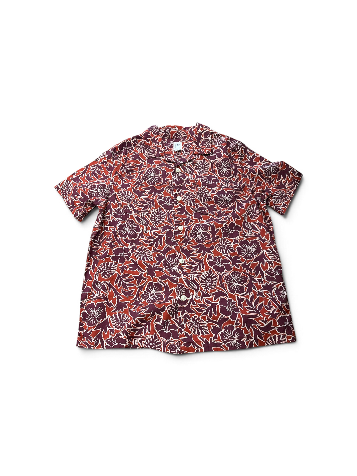 Maroon Gap Kids Floral Button Down, 8Y (Brand New with Tags)