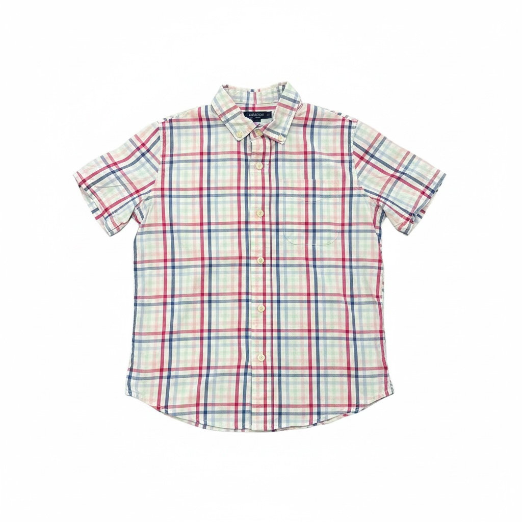 White/Multi Gap Kids Short Sleeve Button Down, 8Y