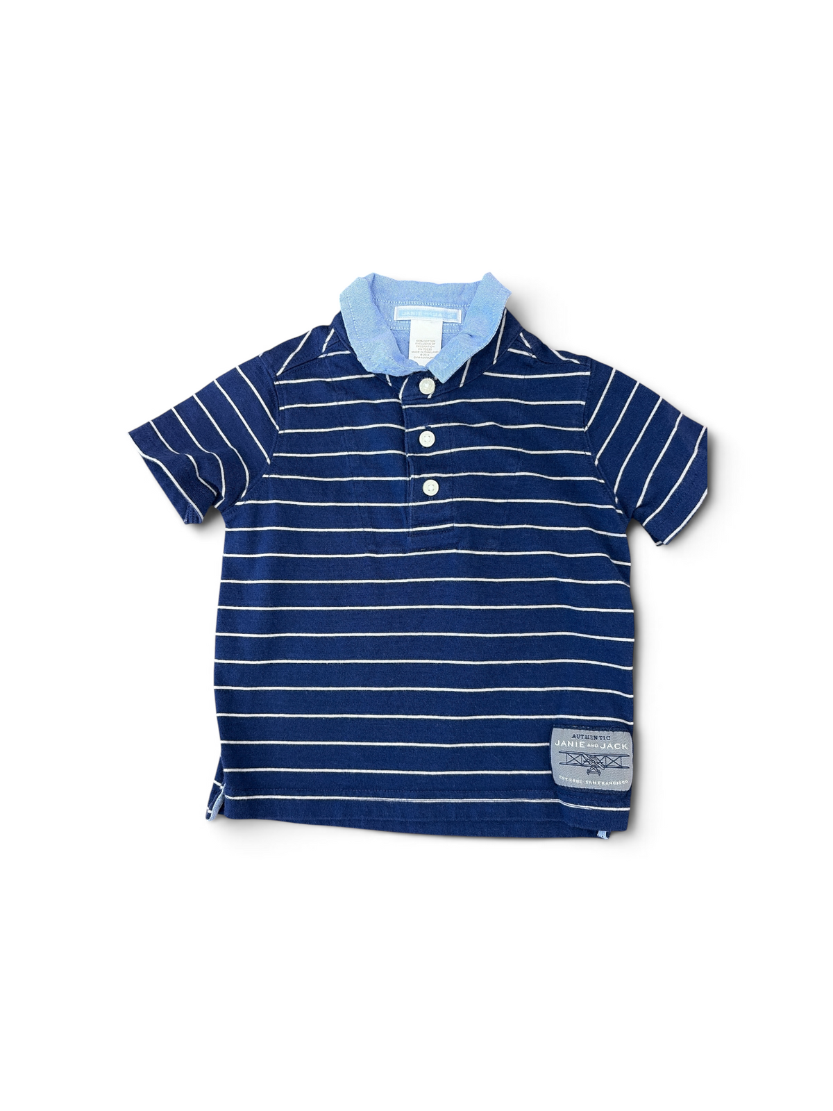 Blue Janie and Jack Striped Collared Combo, 18M