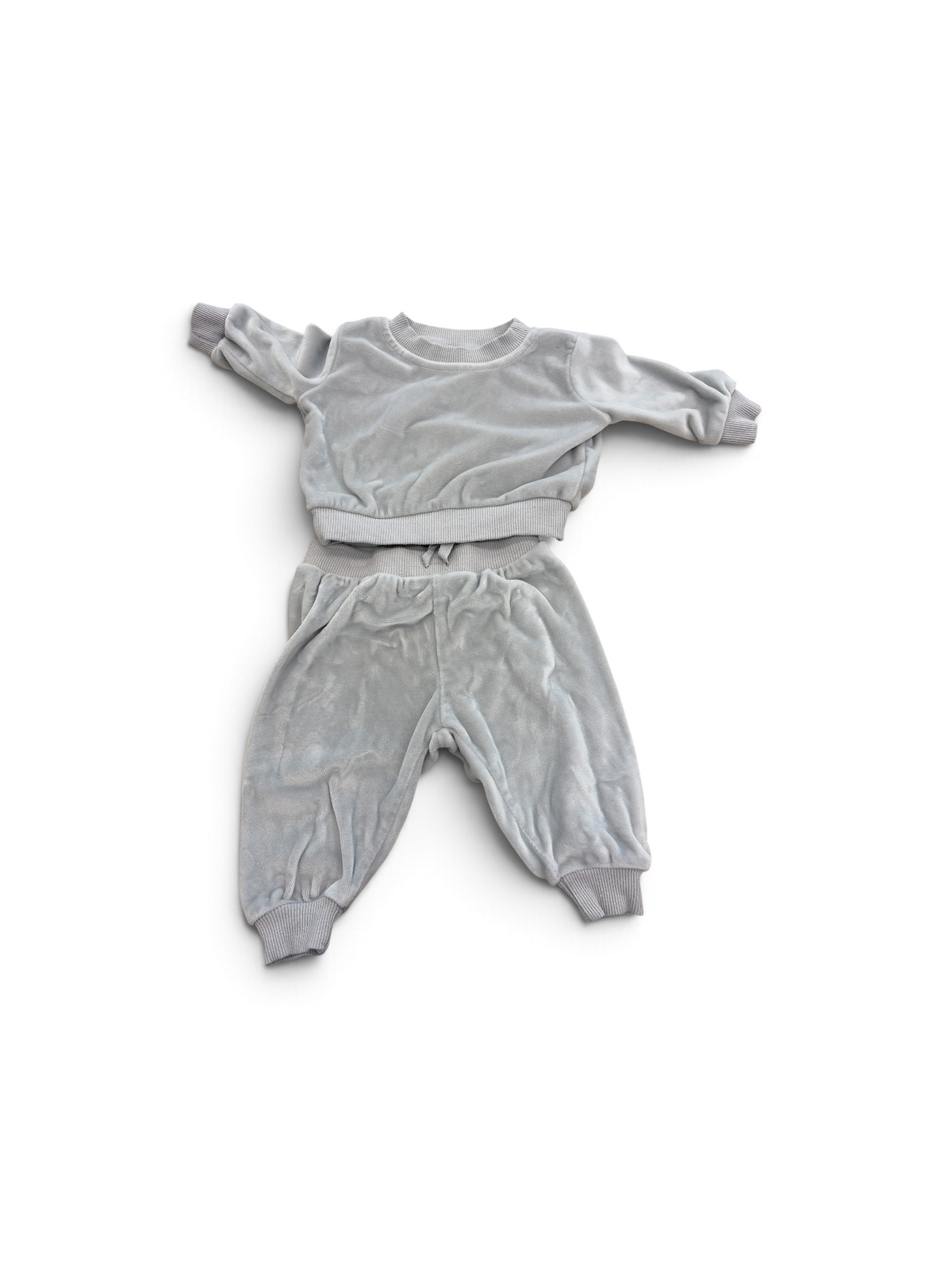 Gray Liam James Velvet Tracksuit, 0-3M