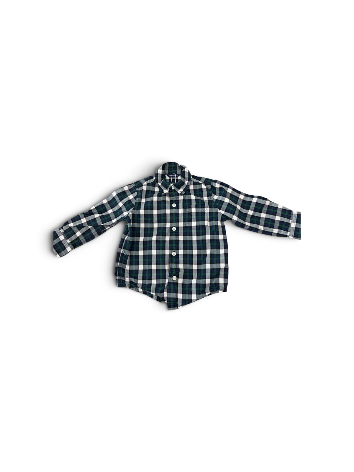 Green/Navy Janie and Jack Plaid Button Down, 18-24M