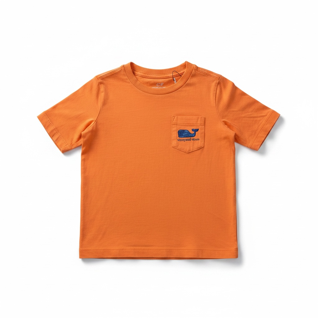 Dark Orange Vineyard Vines Whale Pocket Tee, 3T